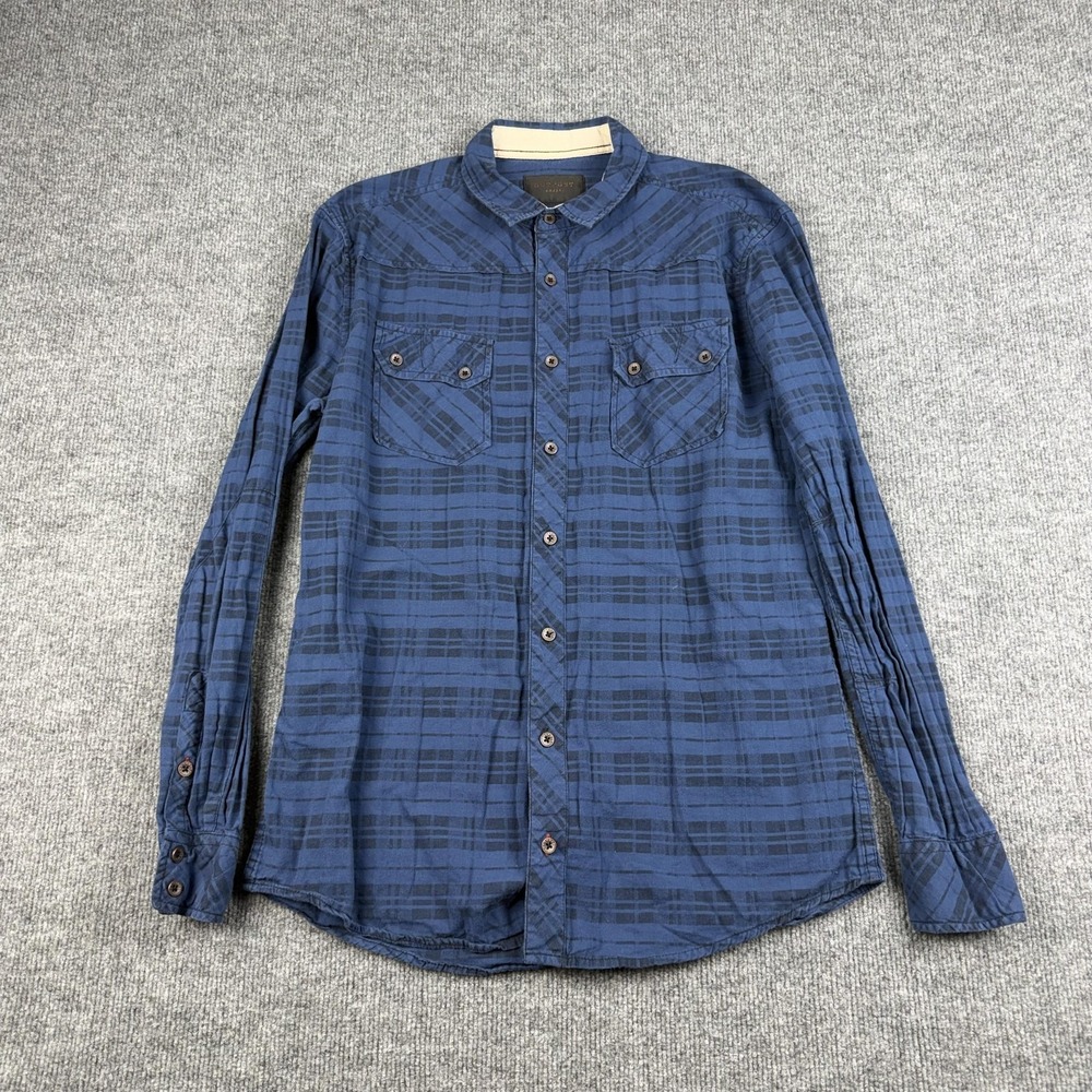 Outpost Makers Shirt Mens Medium Blue Plaid Long Sleeve‎ Button Front Casual